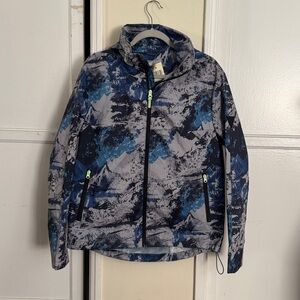 Guess Blue and Black Graphic Windproof Jacket